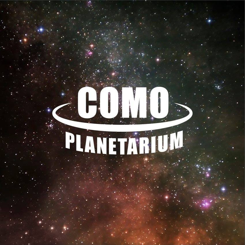 como planetarium logo over galaxy background image